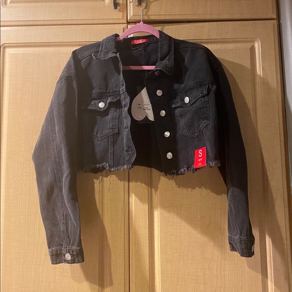 heart & hips black cropped denim jacket - Picture 1 of 4